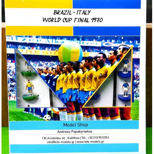 Subbuteo Andrew Table Soccer Brazil Italy 1970 World Cup Final on Classic Hasbro bases